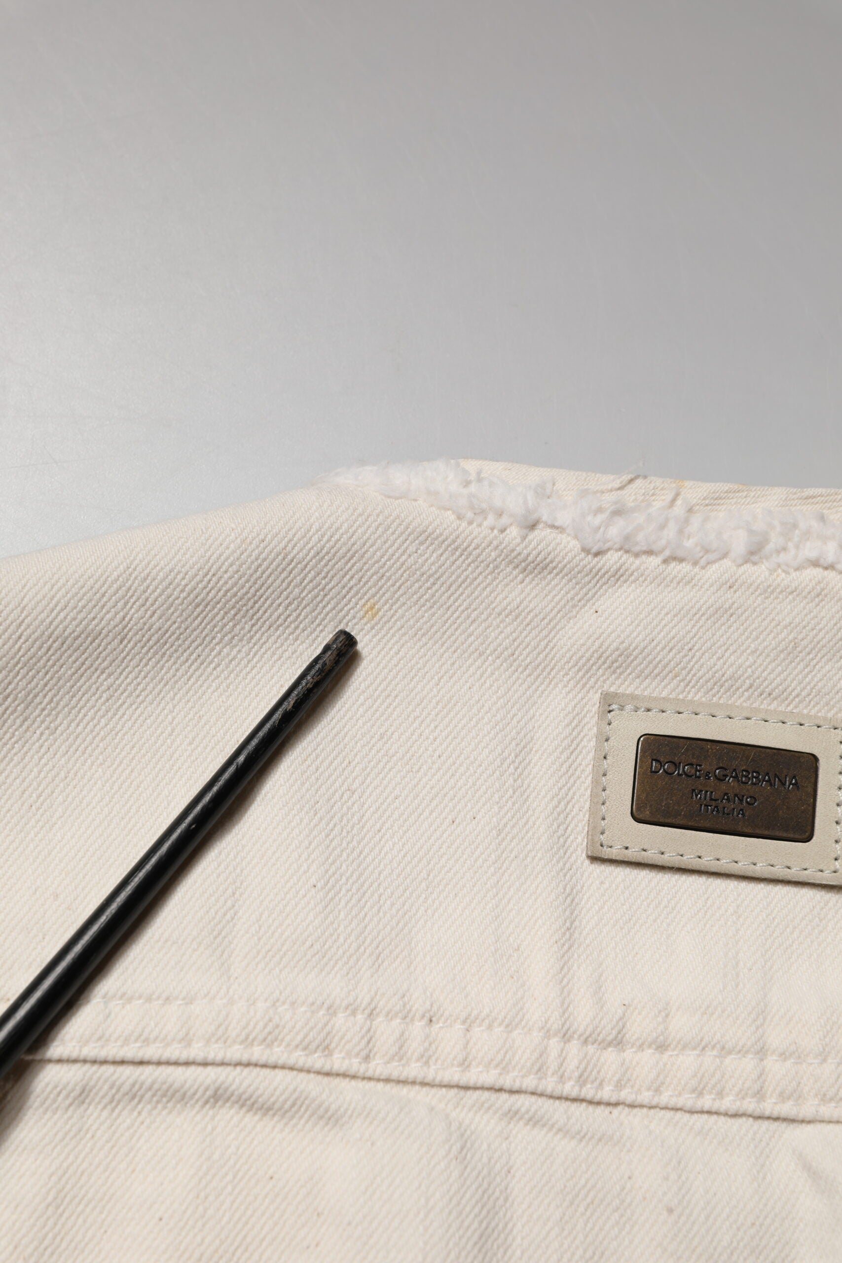 Off White Cotton Full Zip Denim Men Blouson Jacket