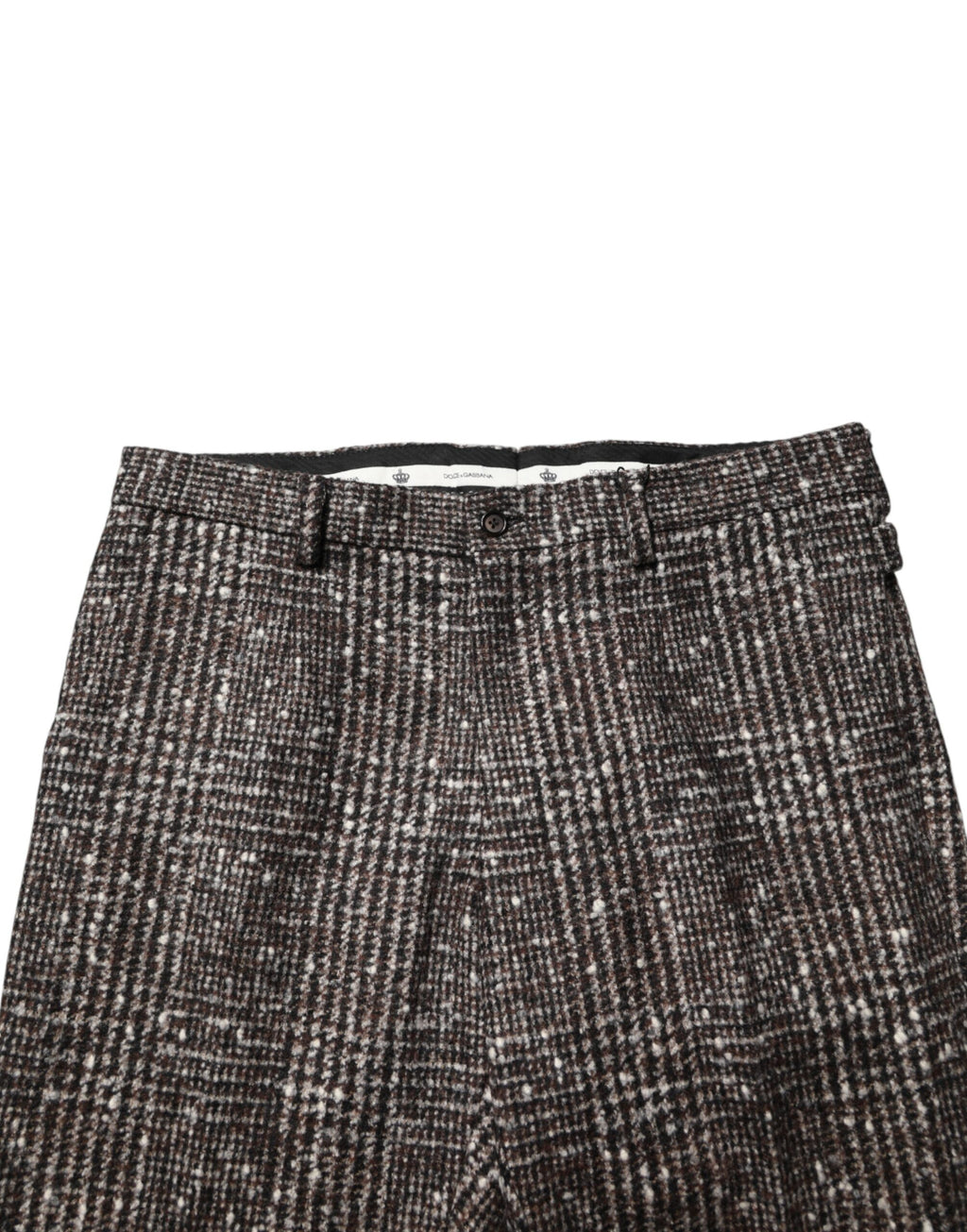 Brown Wool Plaid Skinny Dress Trouser Pants