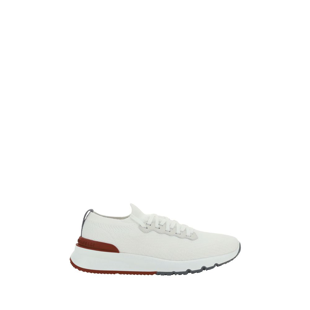 White Cotton Low Top Sneakers