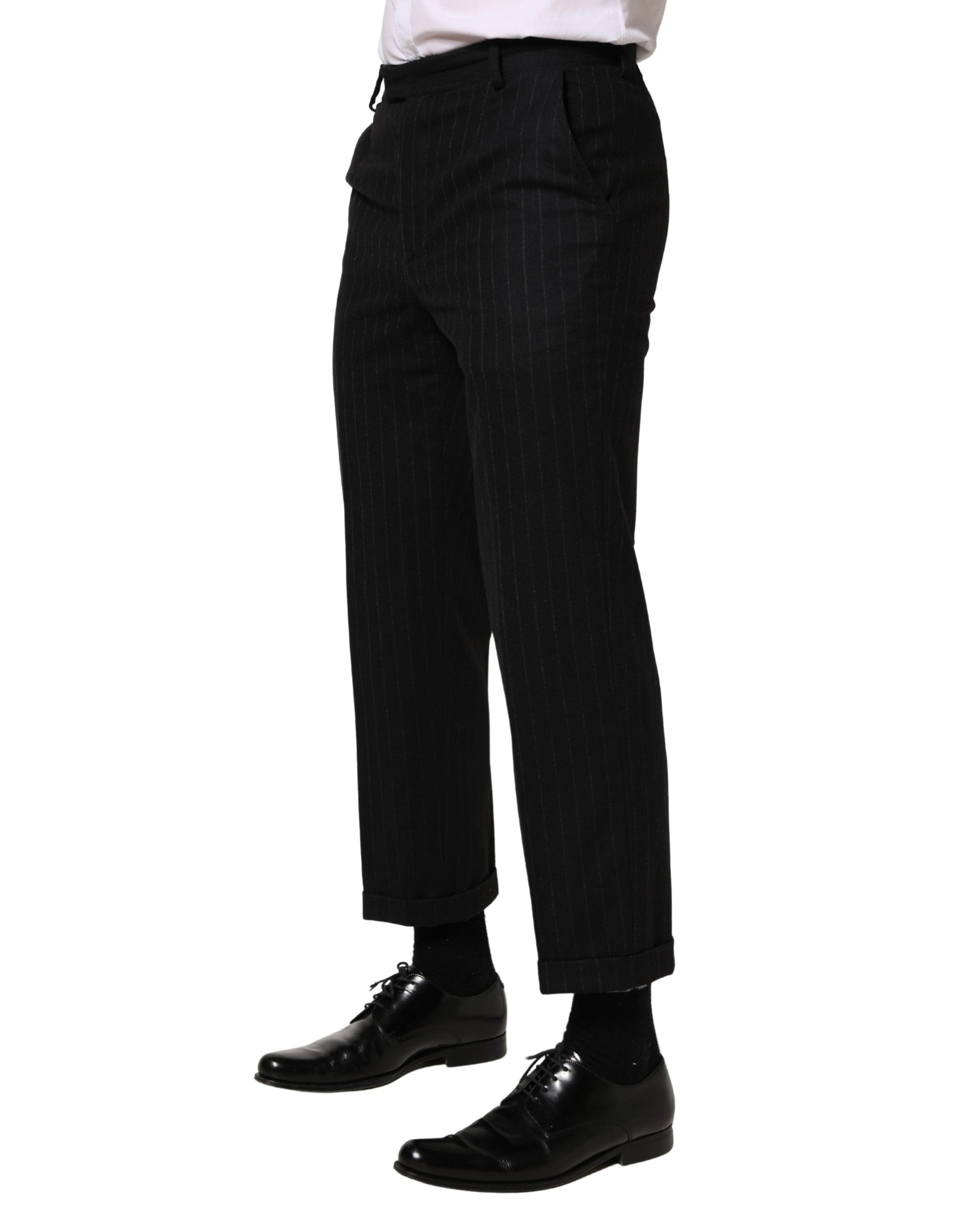 Black Stripes Wool Dress Formal Trouser Pants