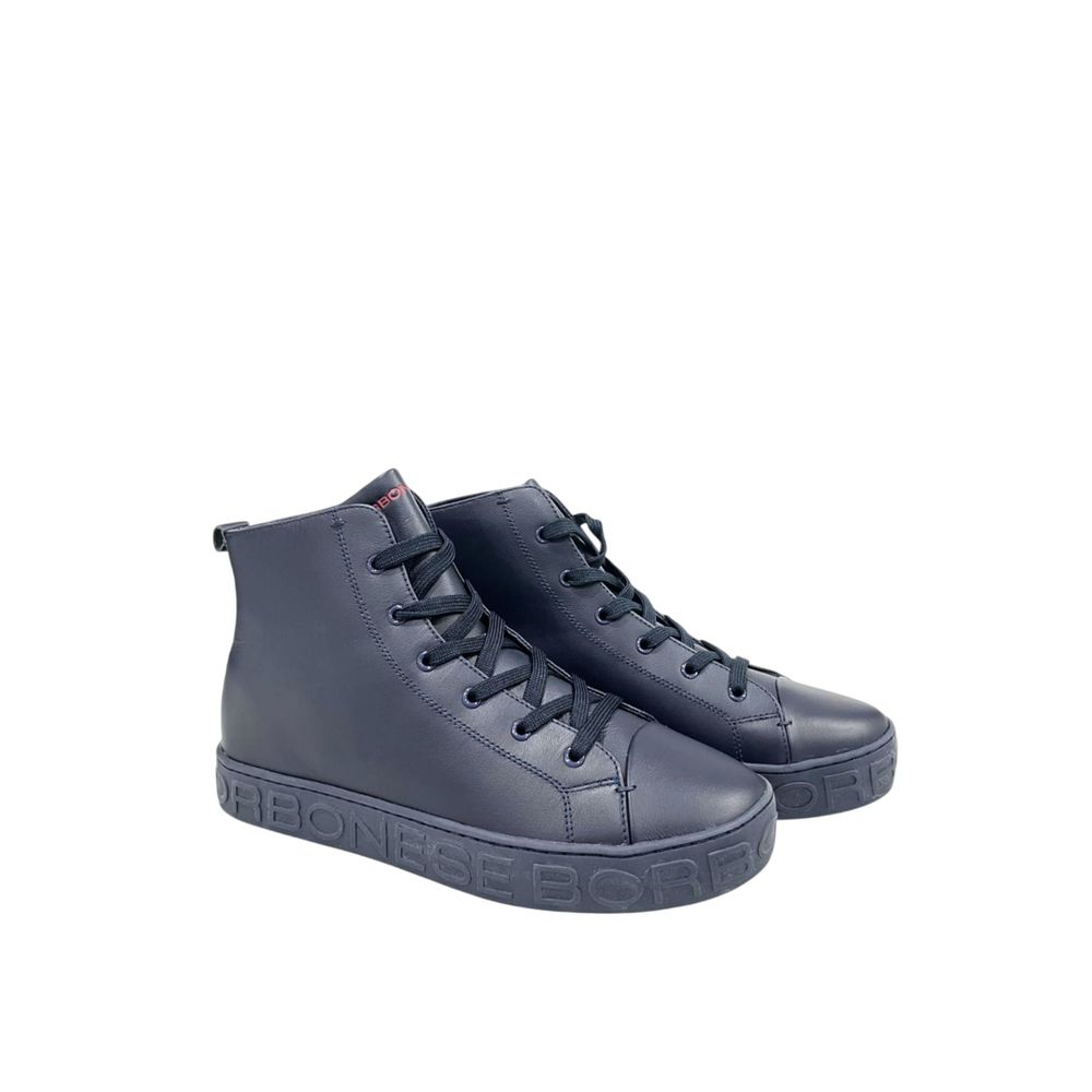 Blue Genuine Leather Men Sneaker