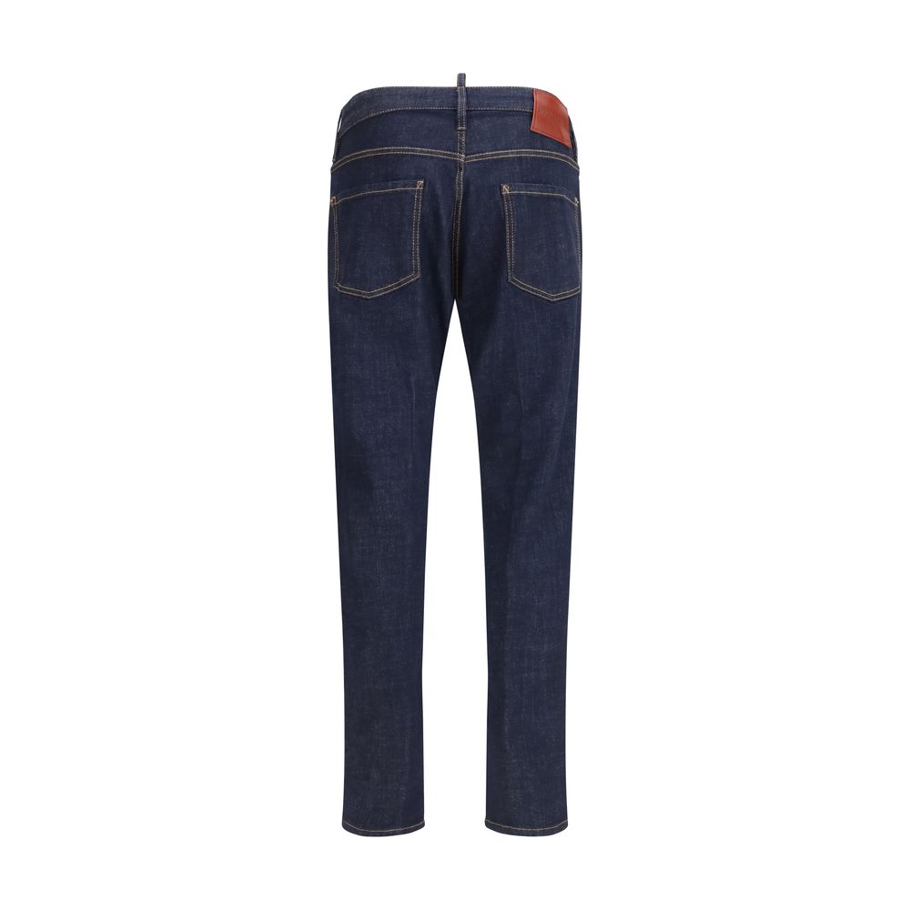 Blue Cotton Straight-Leg Jeans