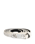 White Leather Studded Cintura Belt