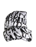White Logo Print Whole Head Wrap Capello Hat
