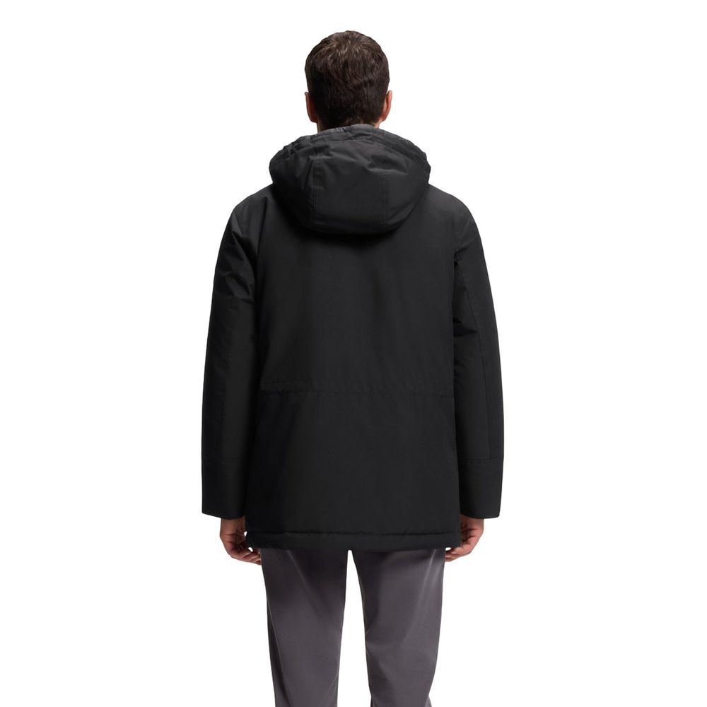 Black Polyester Full-Length Jacket