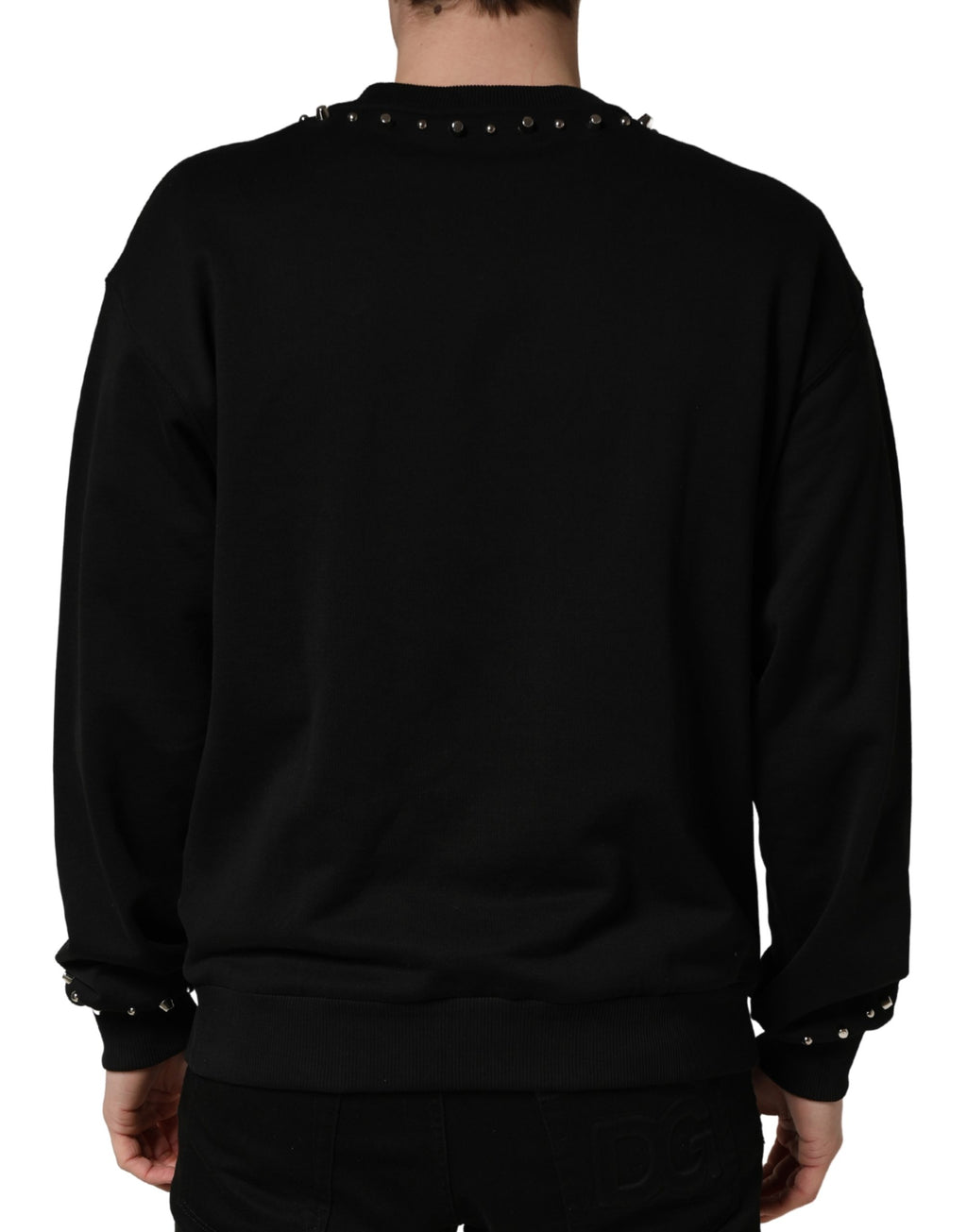 Black Embellished Cotton Sweatshirt Sweater