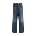 Blue Cotton Straight-Leg Jeans