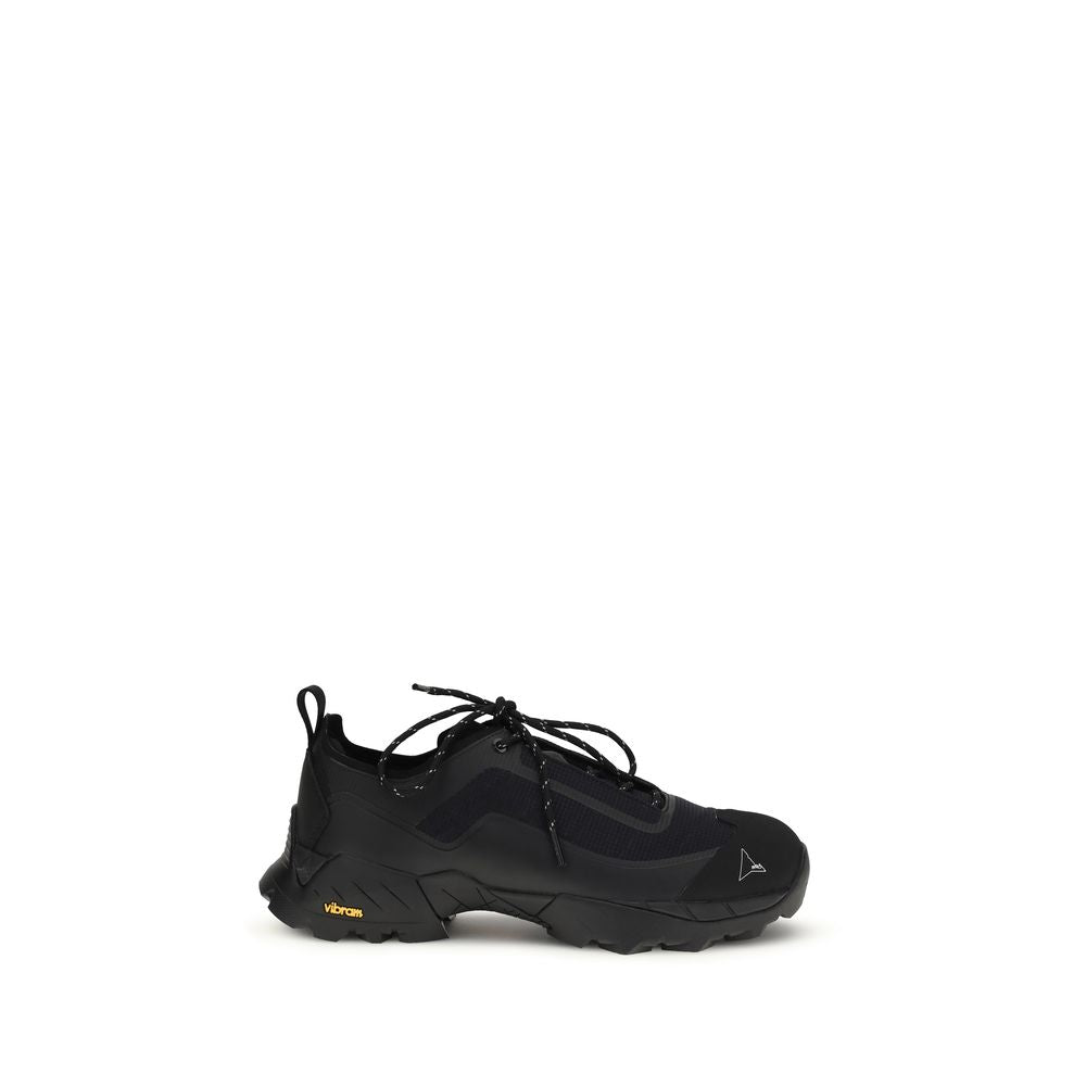 Black Polyester Athletic Sneakers