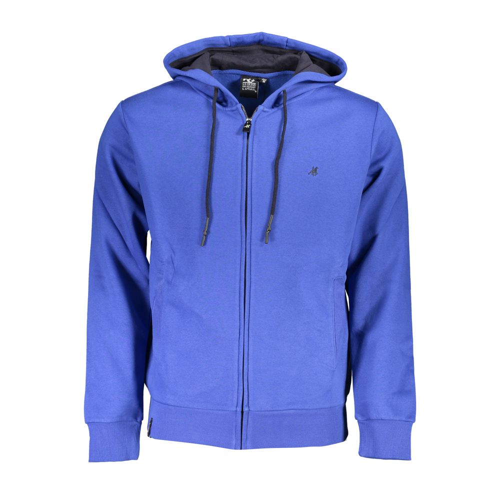 Blue Cotton Men Hoodie