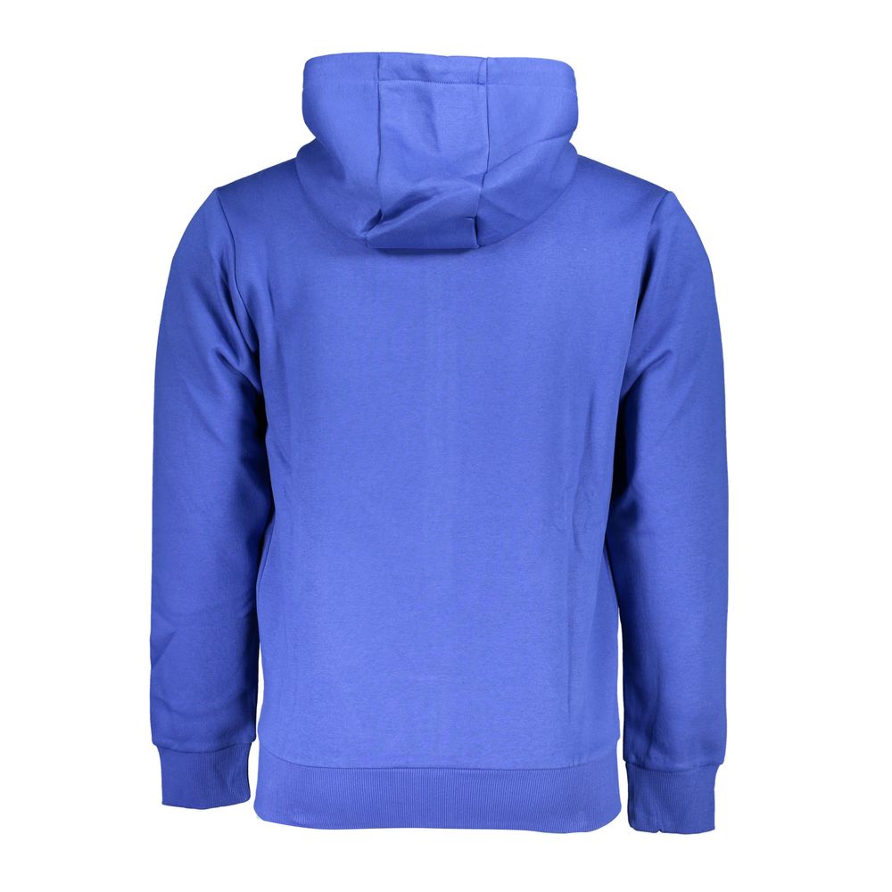 Blue Cotton Men Hoodie