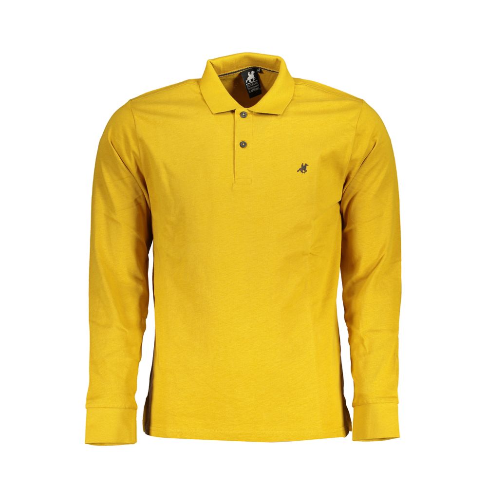 Yellow Cotton Men Polo Shirt