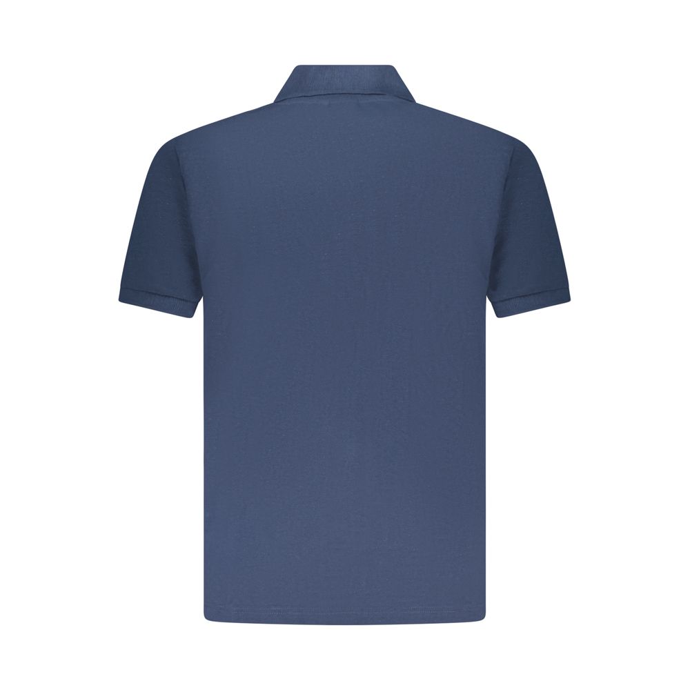 Blue Cotton Men Polo Shirt