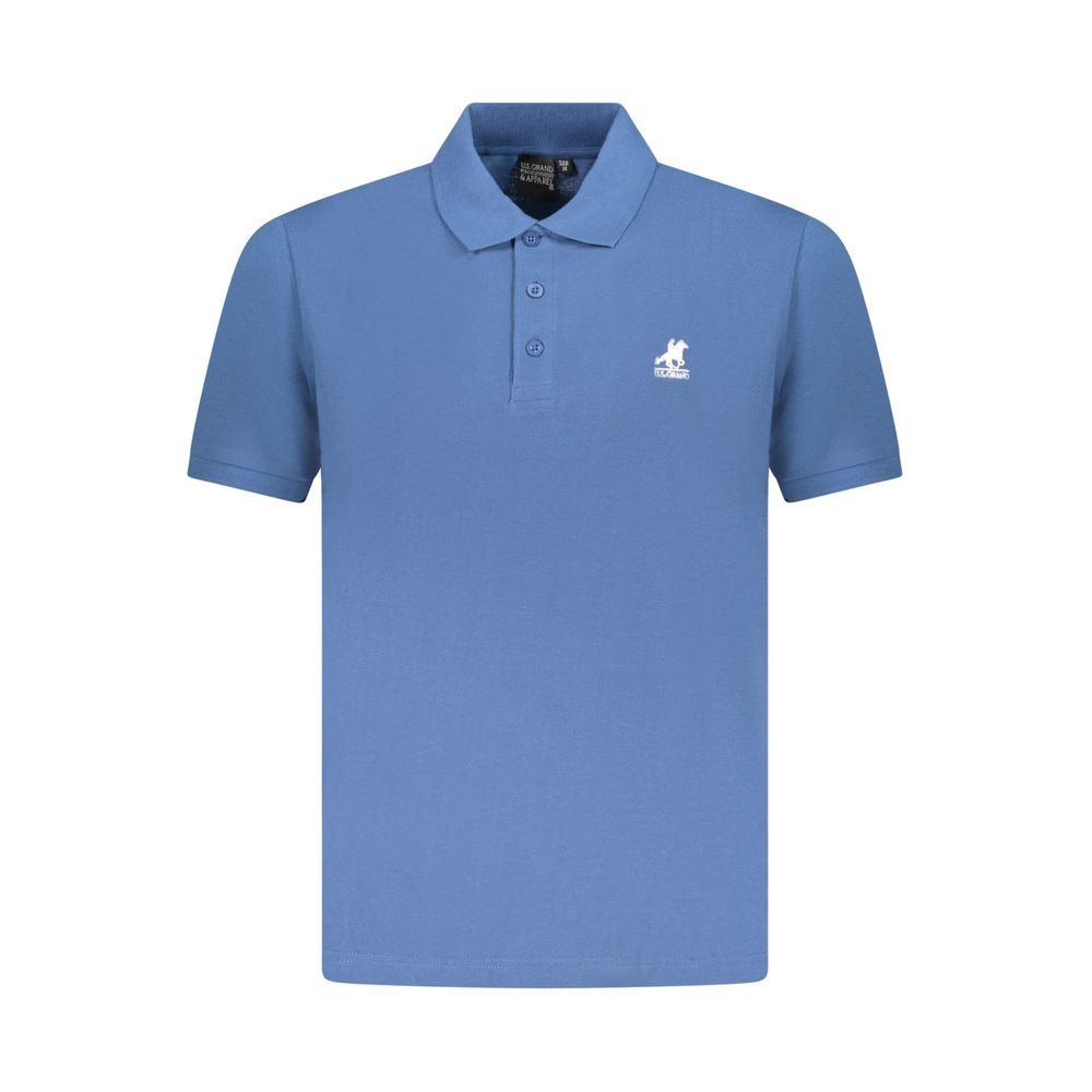 Blue Cotton Men Polo Shirt