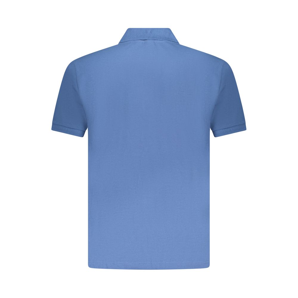 Blue Cotton Men Polo Shirt