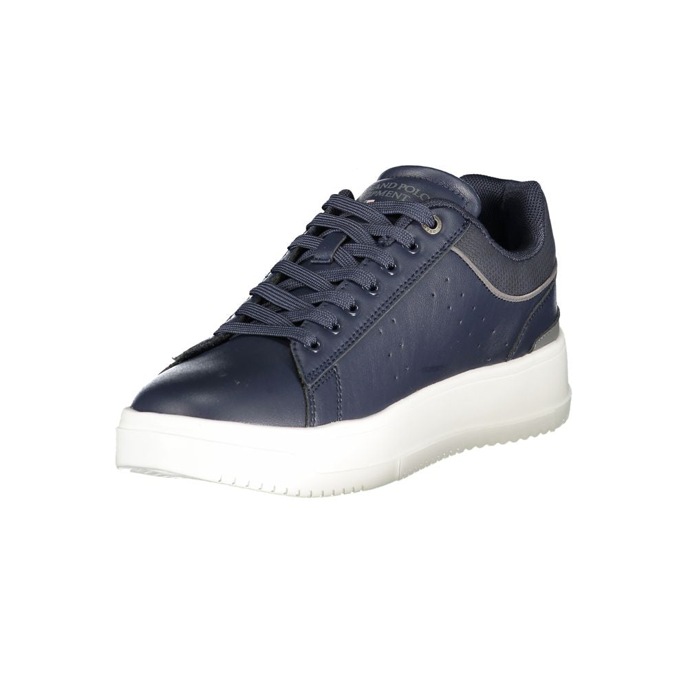 Blue Polyurethane Men Sneaker