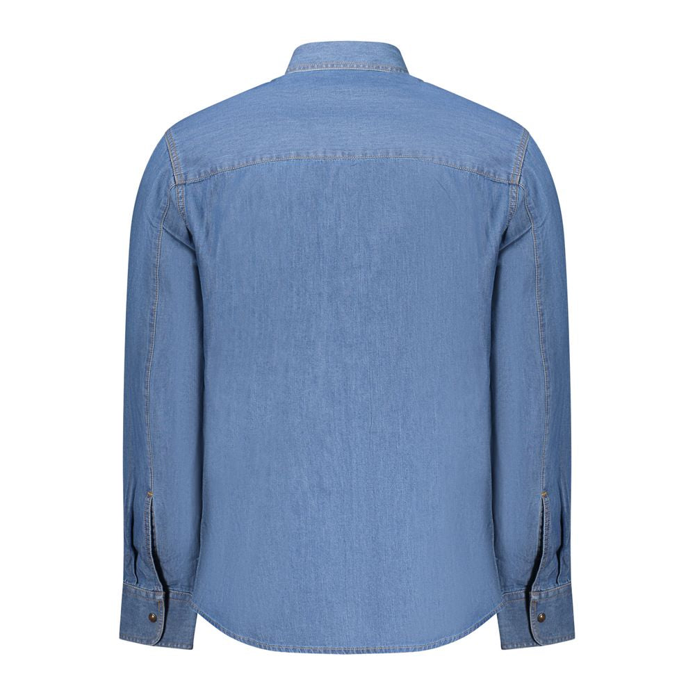 Blue Cotton Men Shirt