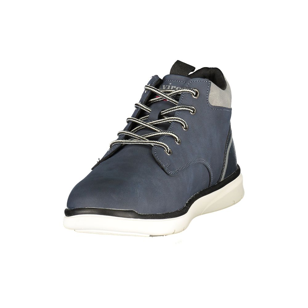 Blue Polyurethane Men Ankle Boot