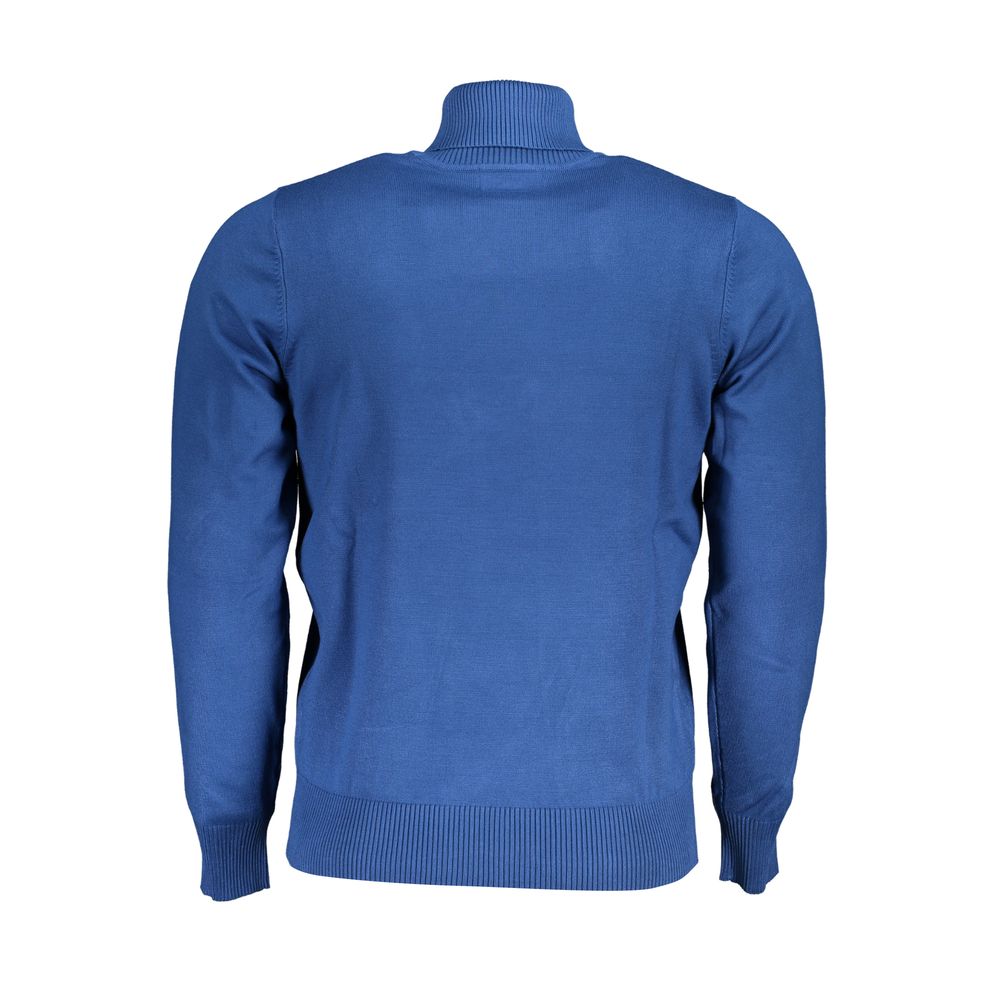 Blue Viscose Men Sweater
