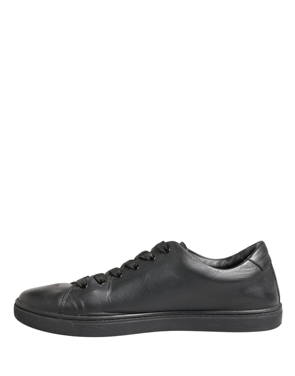 Black Leather Low Top Lace Up Sneakers Shoes