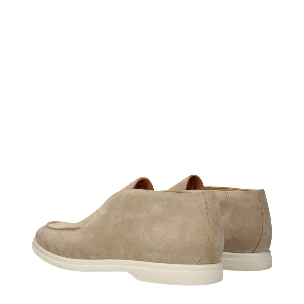 Beige Leather Ankle Boots