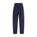 Blue Silk Casual Pants