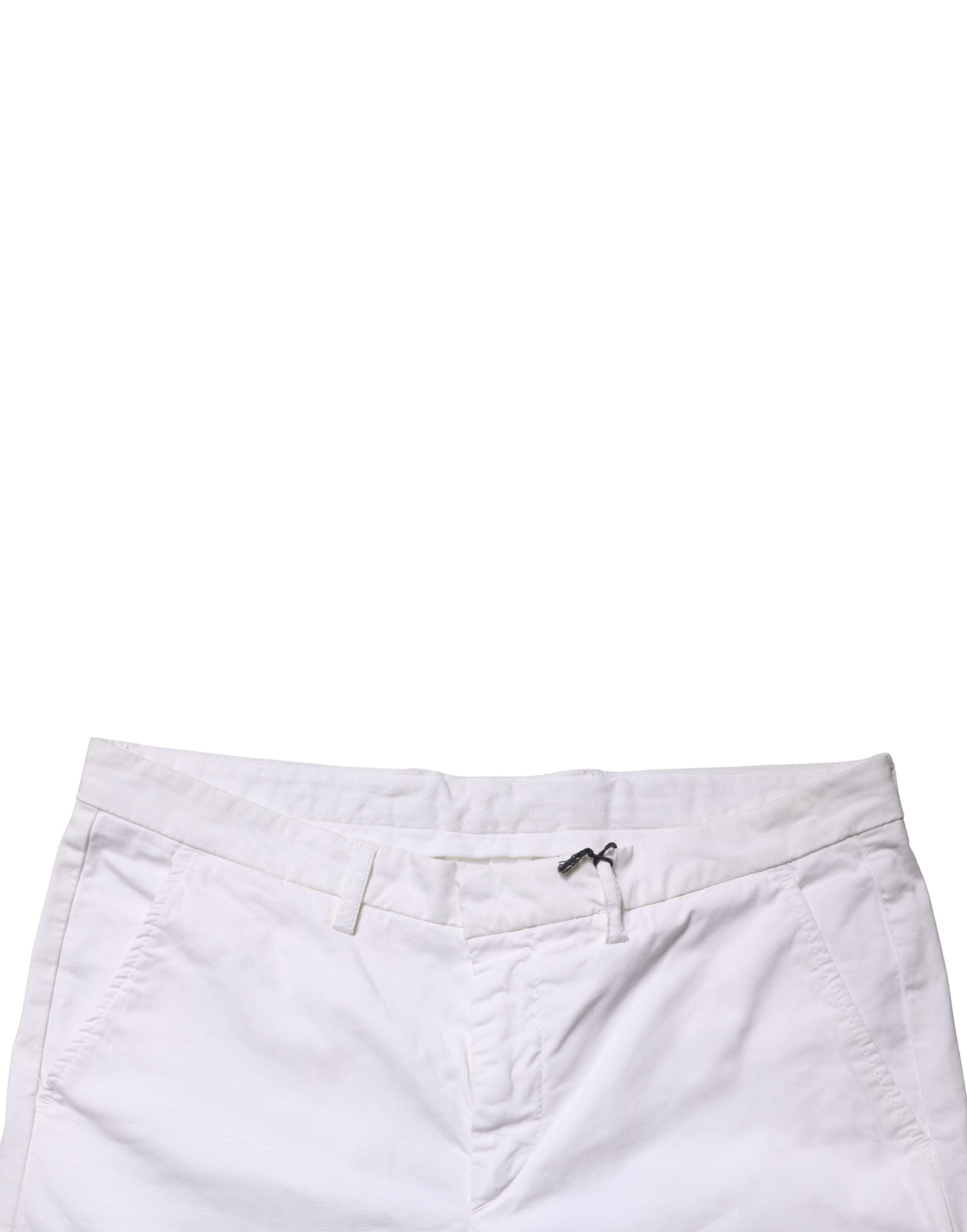 White Mid Waist Cotton Stretch Casual Men Trouser Pants