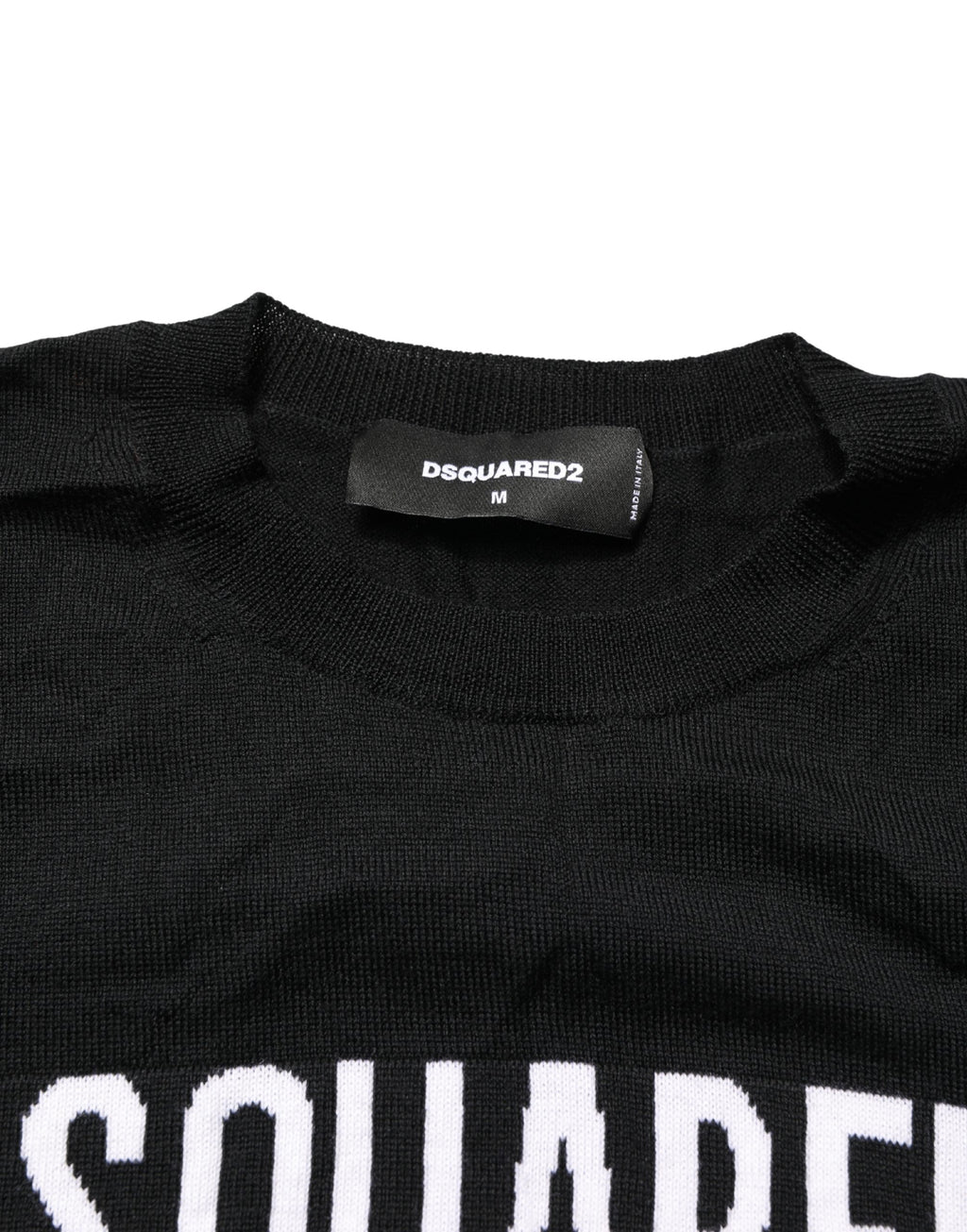 Black Logo Knitted Crew Neck Men Pullover Sweater