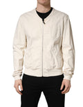 Off White Cotton FullZip Denim Blouson Jacket