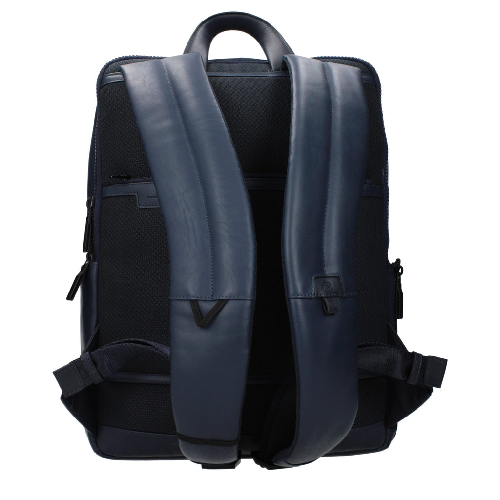 Blue Leather Backpack