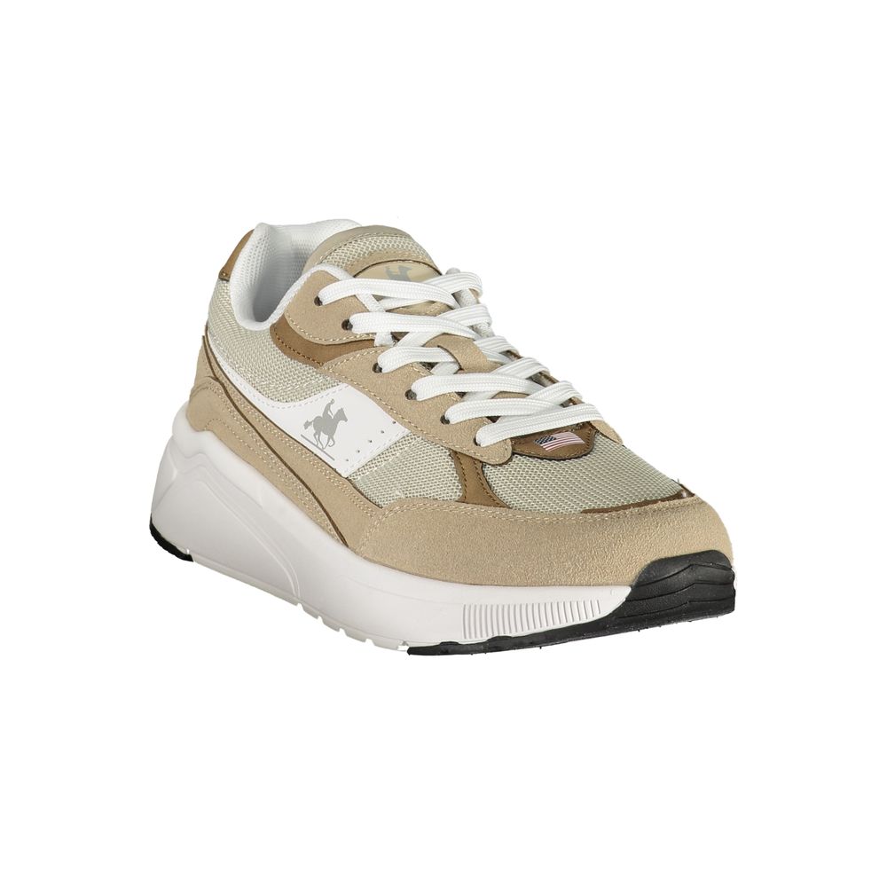 Beige Polyurethane Mens Sneaker