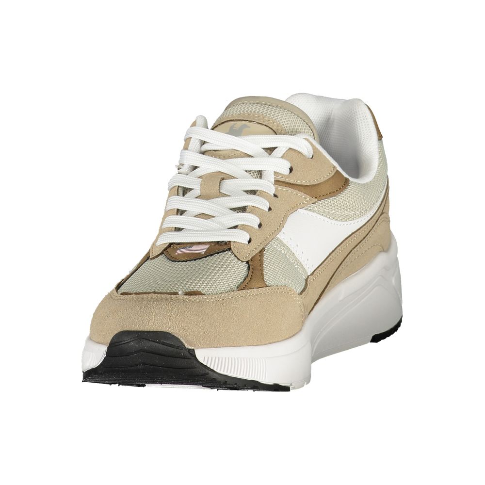 Beige Polyurethane Mens Sneaker