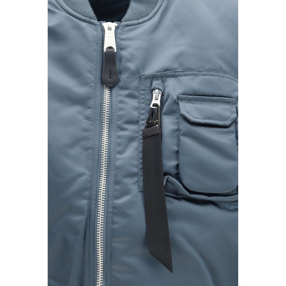 Blue Nylon Sleeveless Jacket