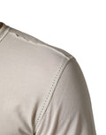 White Long Sleeves Henley Pullover Sweater