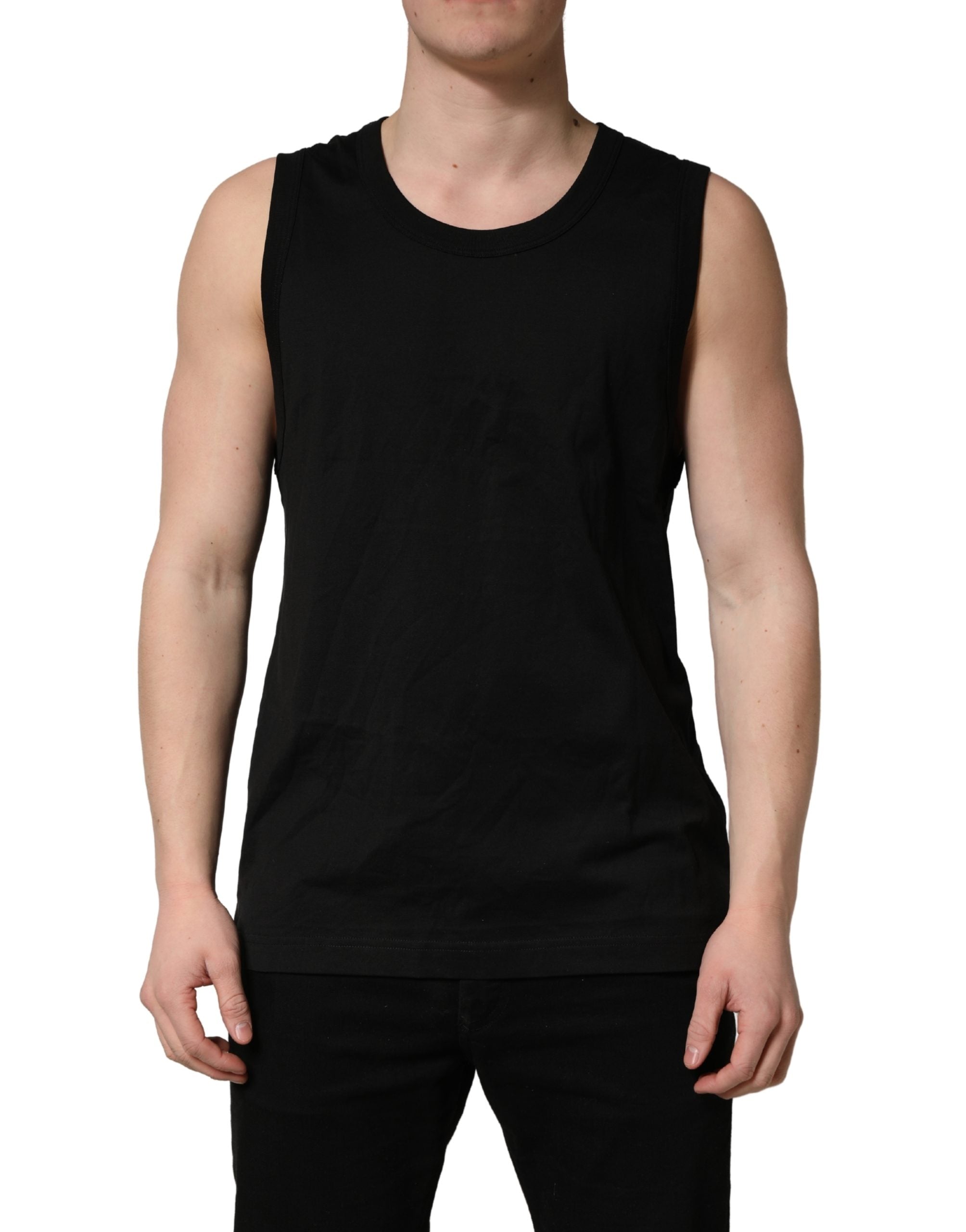 Black Cotton Sleeveless Men Tank Top T-shirt