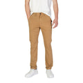 Beige Cotton Skinny Pants