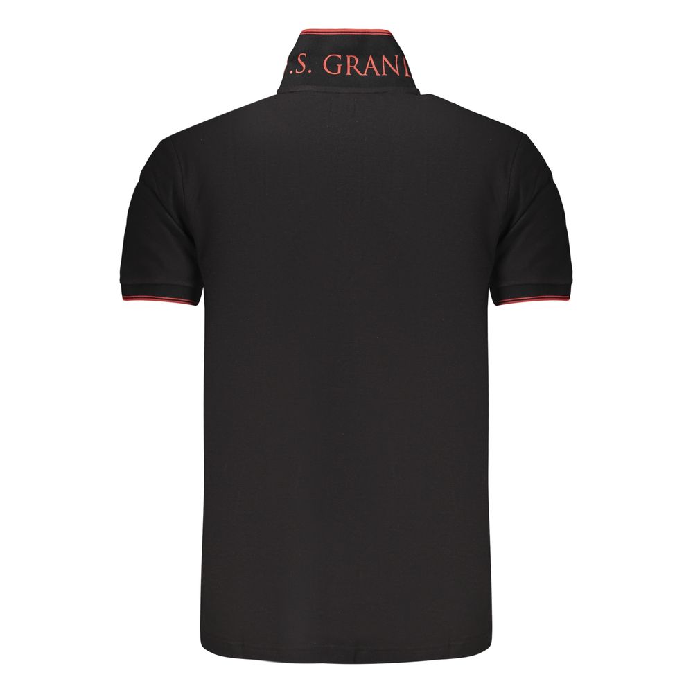 Black Cotton Men Polo