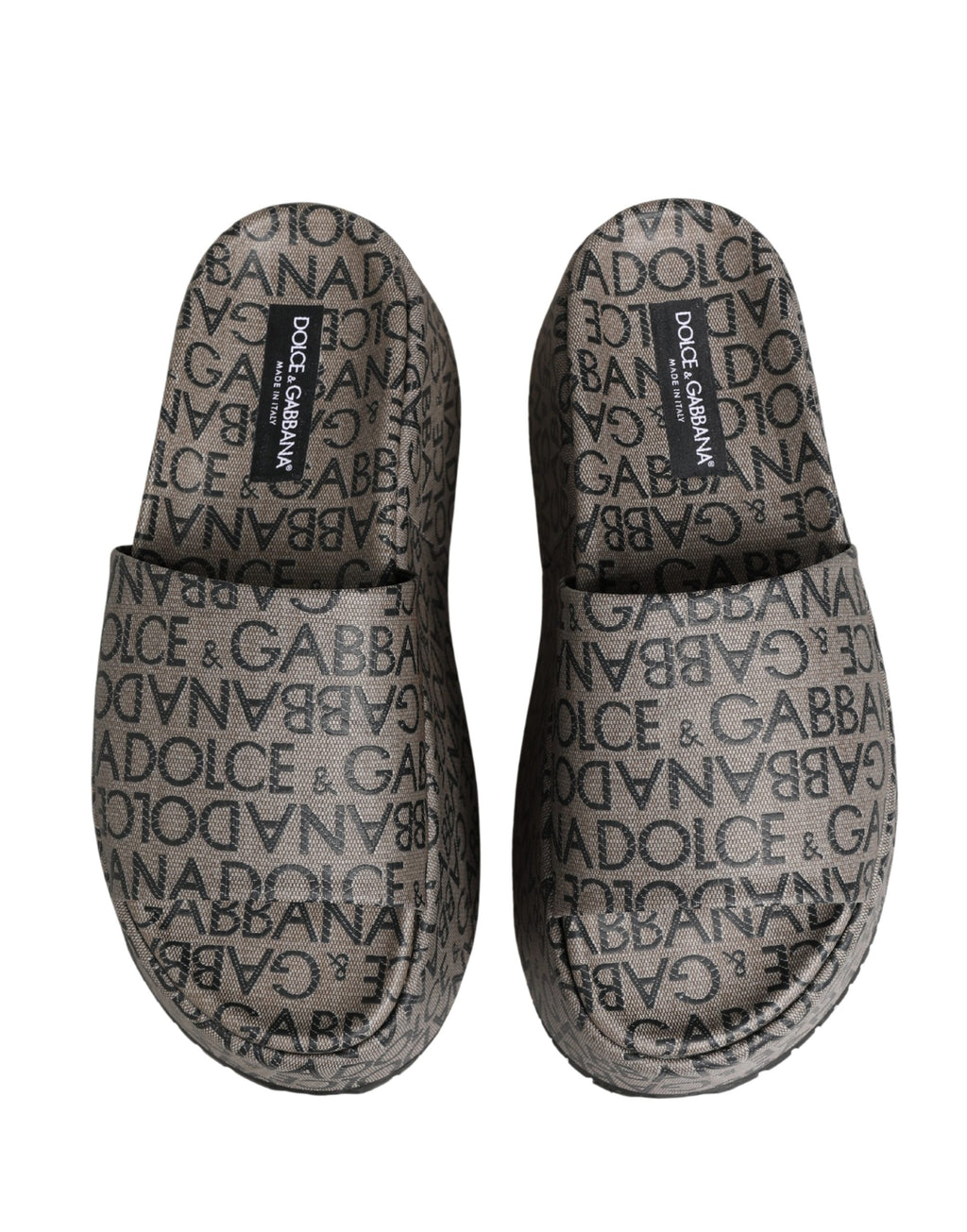 Gray Leather Monogram Logo Sandals Shoes