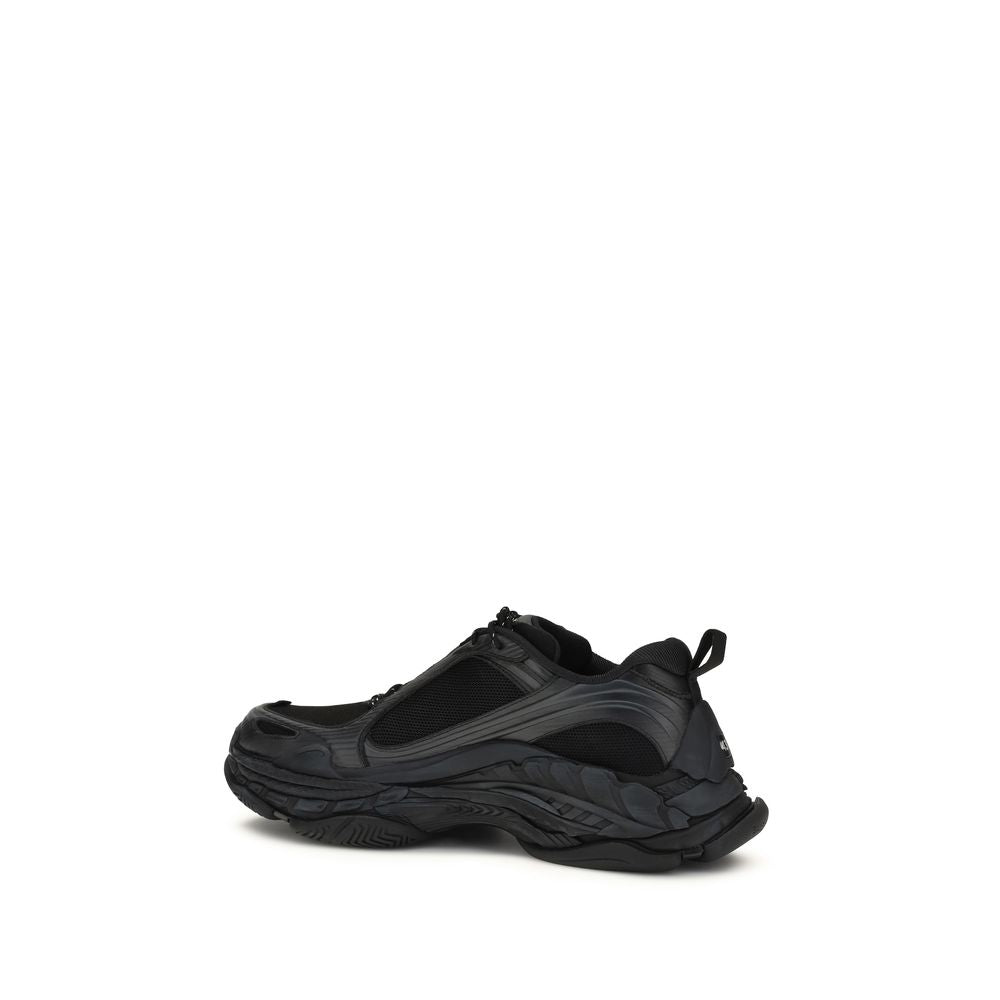 Black Polyester Athletic Sneakers