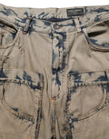 Beige Bleached Deconstructed Men Denim Jeans