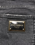 Dark Grey Distressed Mid Waist Denim Jeans