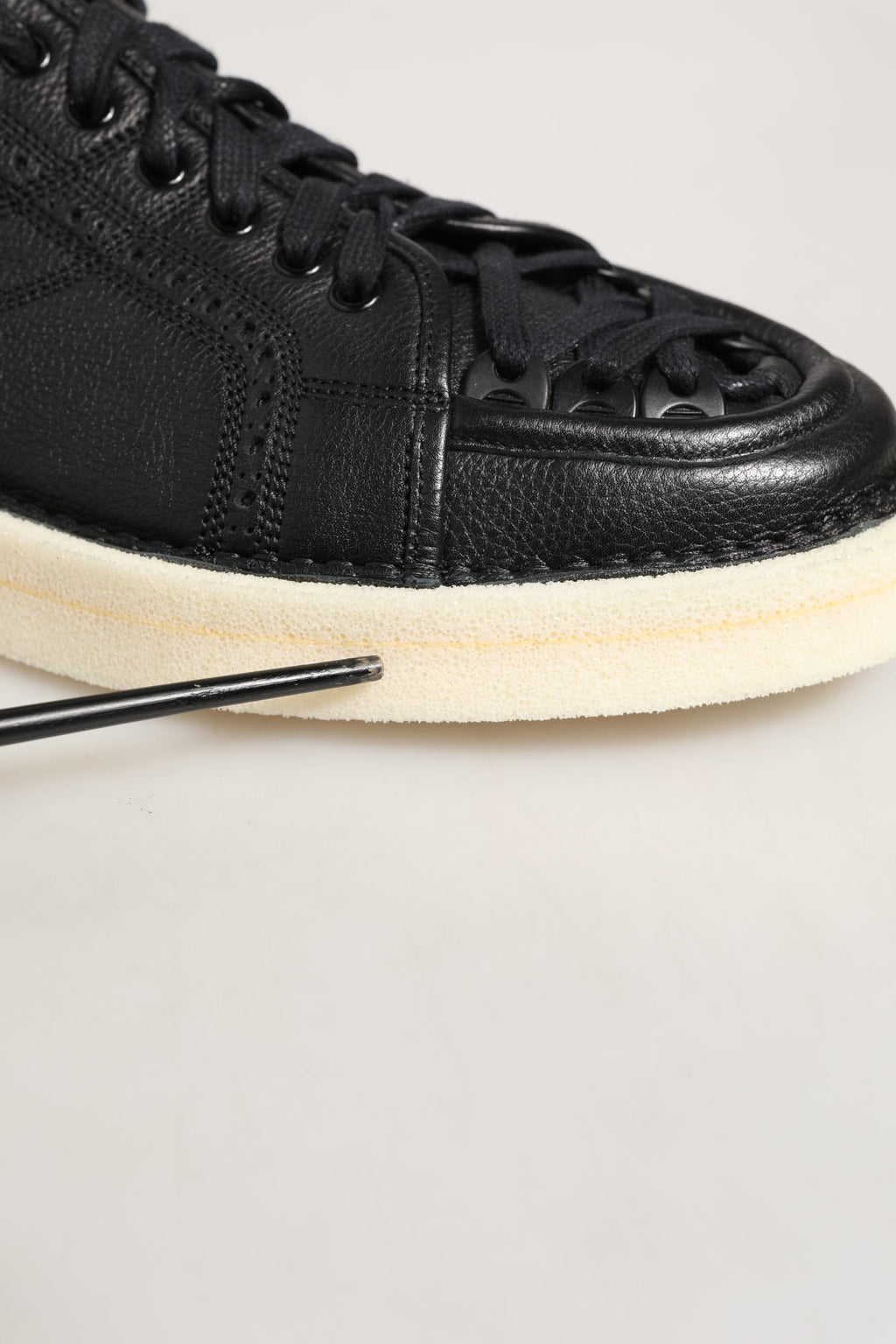 Black Leather Lace Up Low Top Sneakers Shoes