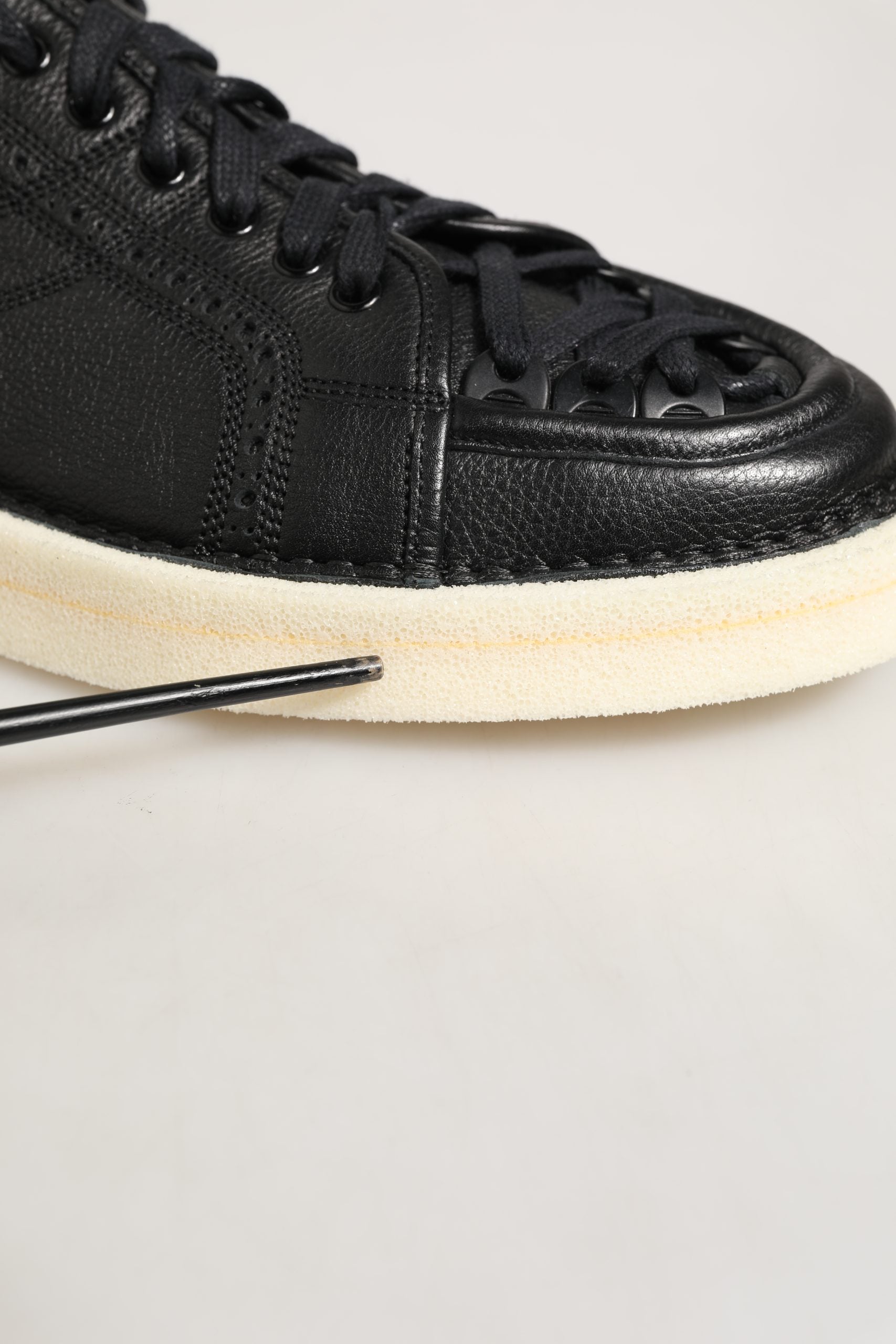 Black Leather Lace Up Low Top Sneakers Shoes