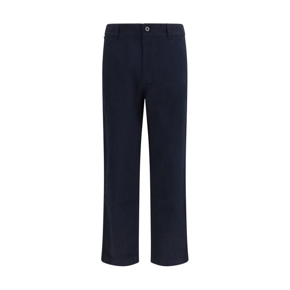 Blue Cotton Casual Pants
