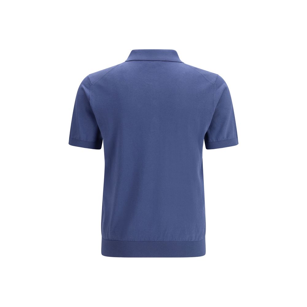 Blue Cotton Polo Shirt