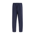 Blue Cotton Casual Pants