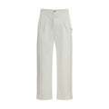 White Cotton Casual Pants