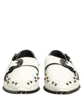 White Studded Formal Dress Monk Strap Shoes