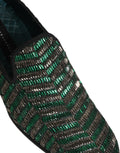 Silver Green Embellished Dress Loafers Shoes