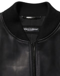 Black Leather Full Zip Men Biker Jacket