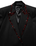 Black Crystal Embellished Coat Blazer Jacket